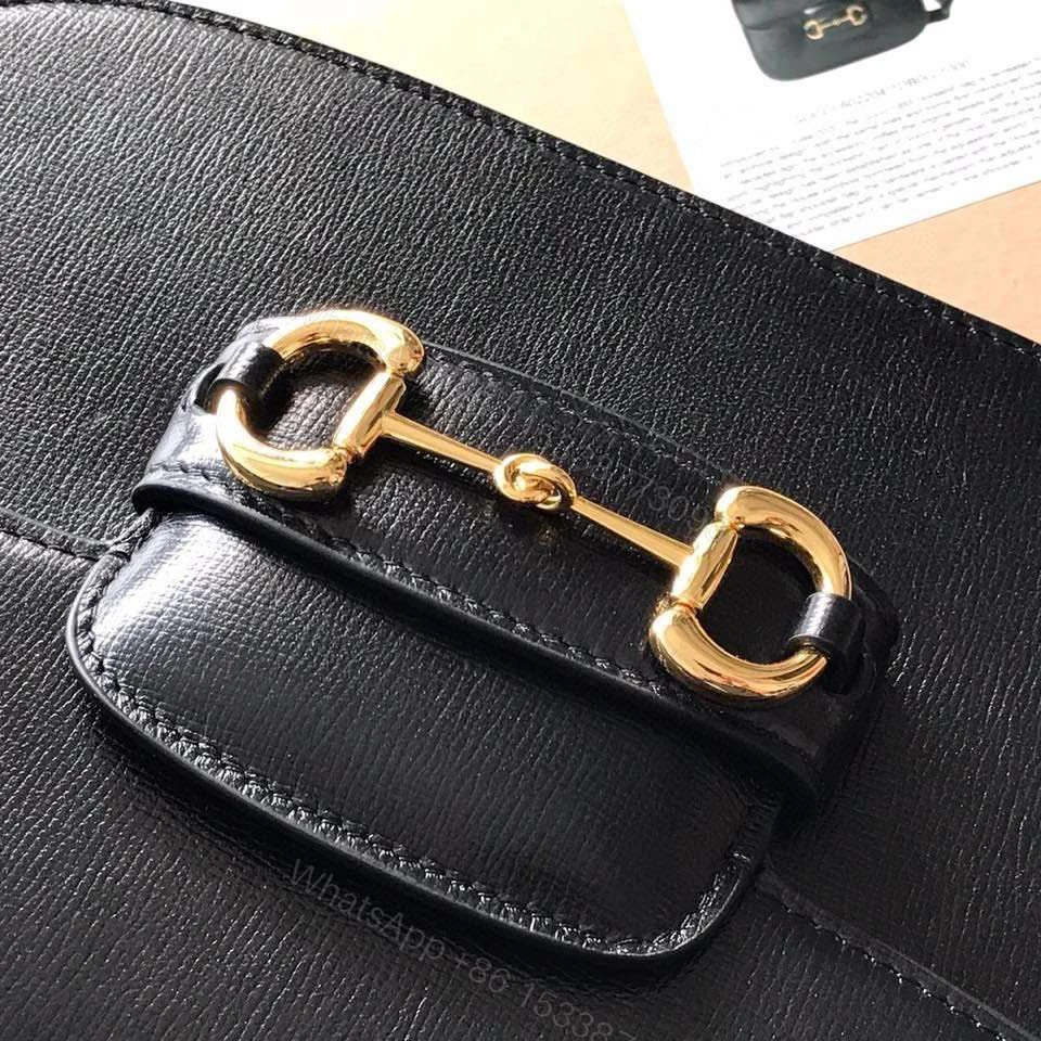 View 7 of Gucci 1955 Horsebit Like Auth Handbag Black Smooth Leather 25cm