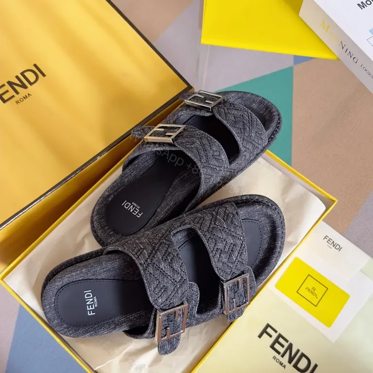 View 8 of Chic Fendi Velvet Dual-Buckle Sandals: All-Day Comfort