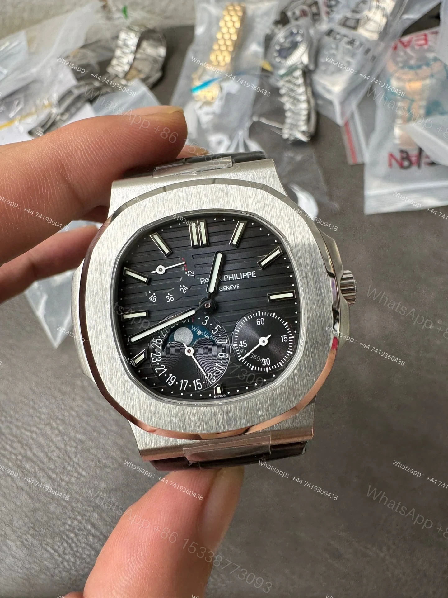 View 2 of Patek Philippe Super Clone Nautilus 5712G-001 Grey Dial Moon Phase 40MM