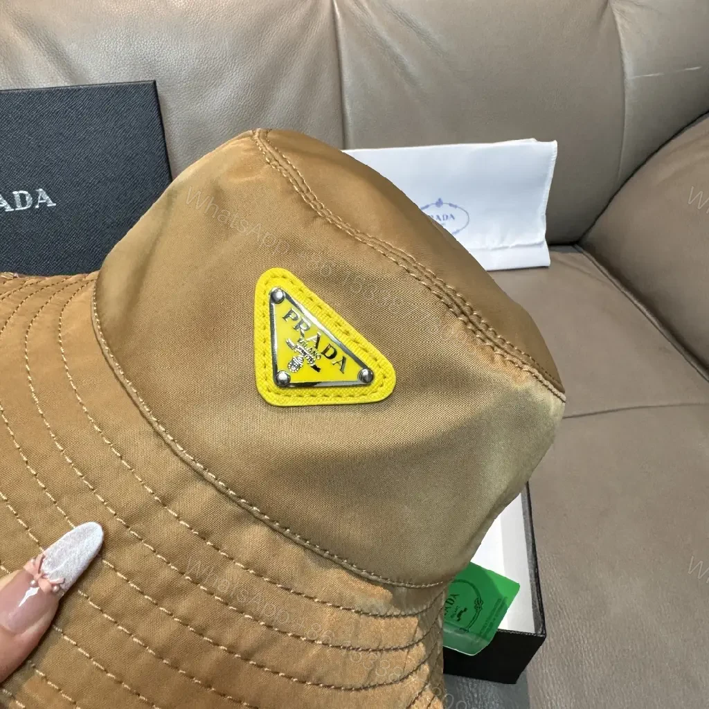 View 2 of Khaki Cotton-Twill Bucket Hat: Lightweight, Luxe Block-Logo Patch
