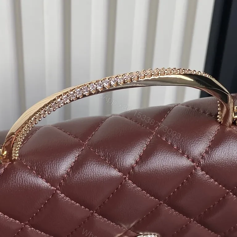 View 4 of Quilted Burgundy Crossbody Bag with Gold Chain Hardware