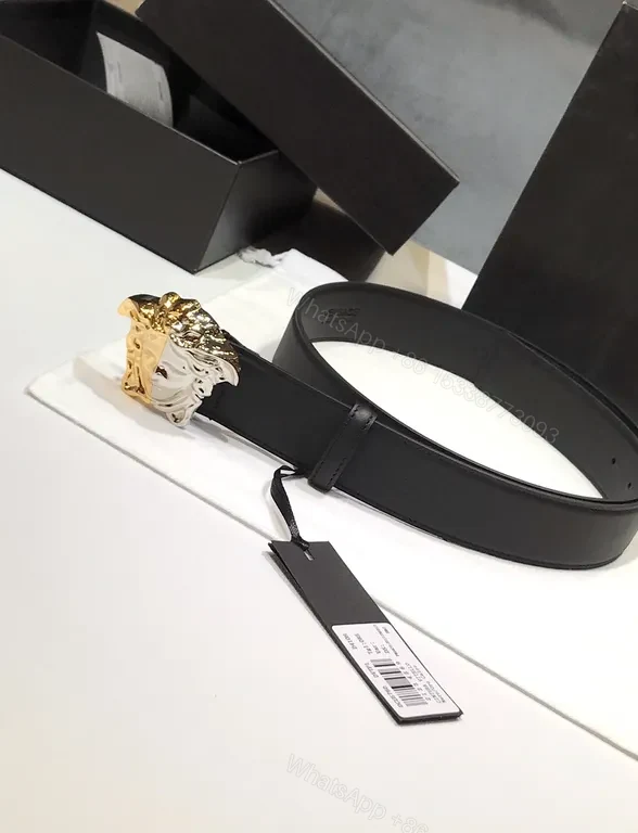 View 6 of Versace Belt: Black Calfskin, Medusa Buckle, Luxury Statement