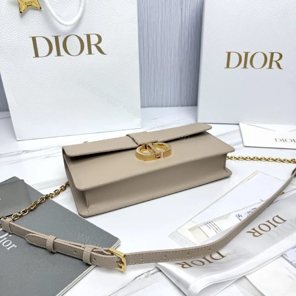 View 8 of Taupe Leather Satchel — Gold Chain, Flap, Day-to-Night Elegance