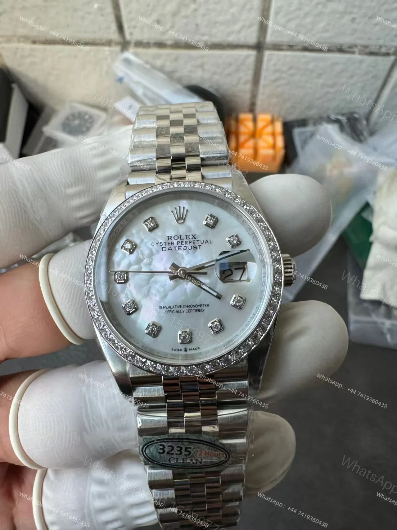 View 13 of Rolex Datejust M126284RBR-0011 1:1 Replica Mother of Pearl Diamond Dial Jubilee 36MM 3235 Movement Super Clone Watch