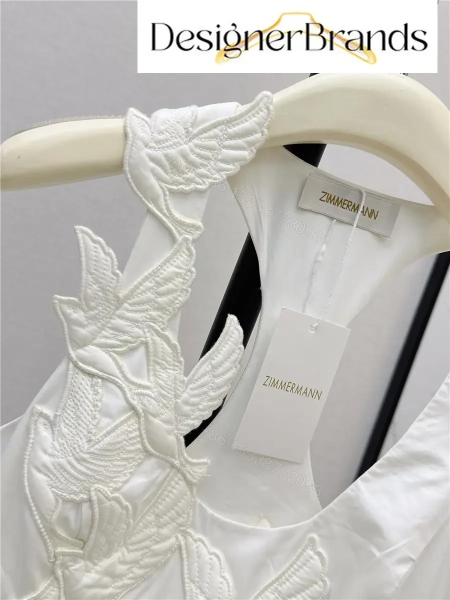 View 5 of Zimmermann White Luna Applique Cotton Midi Dress