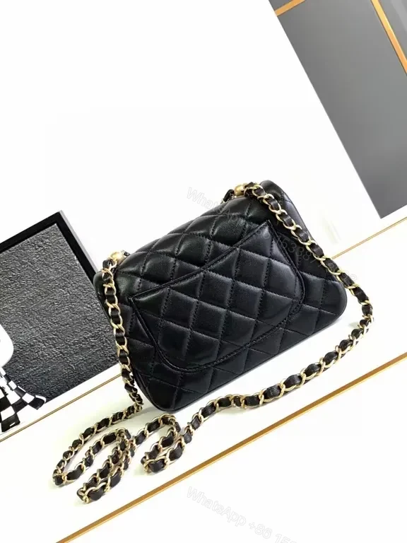 View 3 of Chic Black Quilted Leather Bag â€“ Gold Hardware Accent
