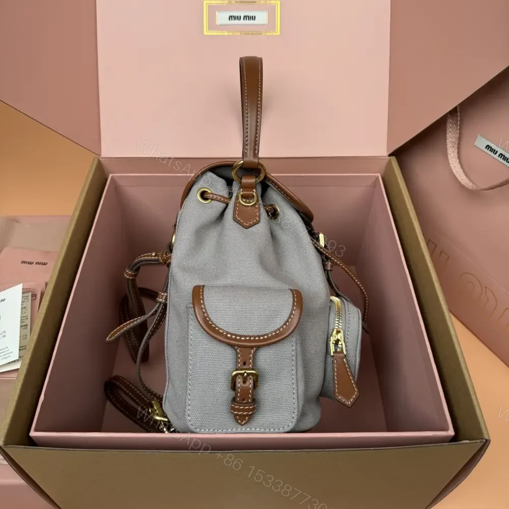 View 9 of 高仿miumiu*5BZ043棉質雙肩包灰色小號免檢版