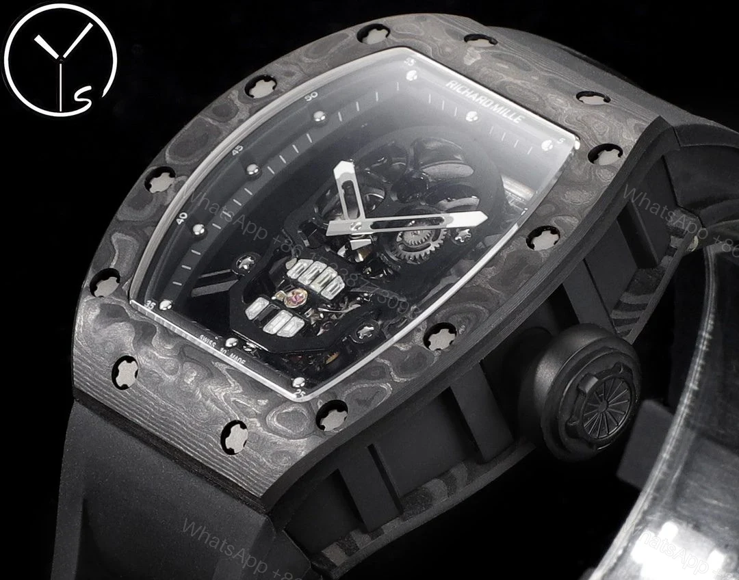 View 10 of Replica Richard Mille RM 052 Black Carbon Fiber Case Skeleton Skull Dial Men’s Luxury Watch