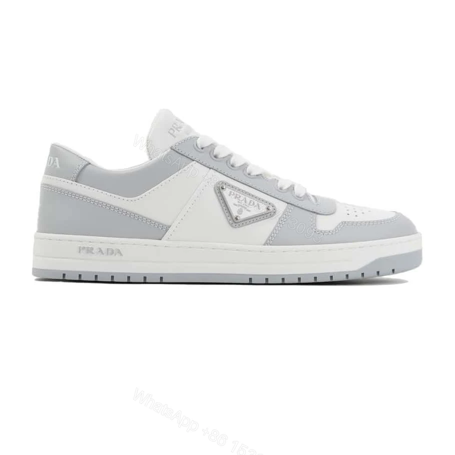 DOWNTOWN LEATHER SNEAKERS IN WHITE AND LACQUER GRAY – PRD009 — view 1