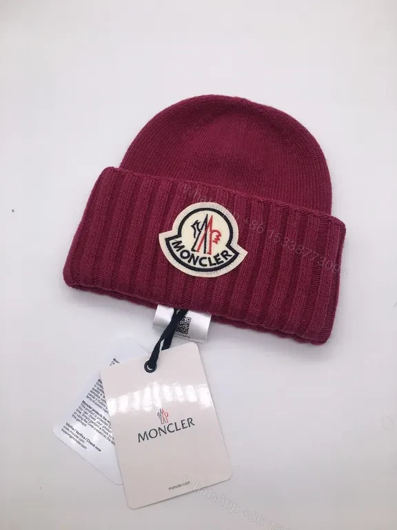 Rich Burgundy Moncler Knit Beanie — Lux Warmth, Subtle Logo — view 1