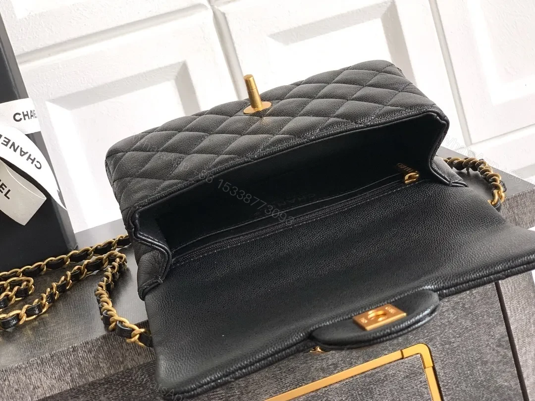 View 2 of Chic Quilted Flap Bag with Gold Chain Handle