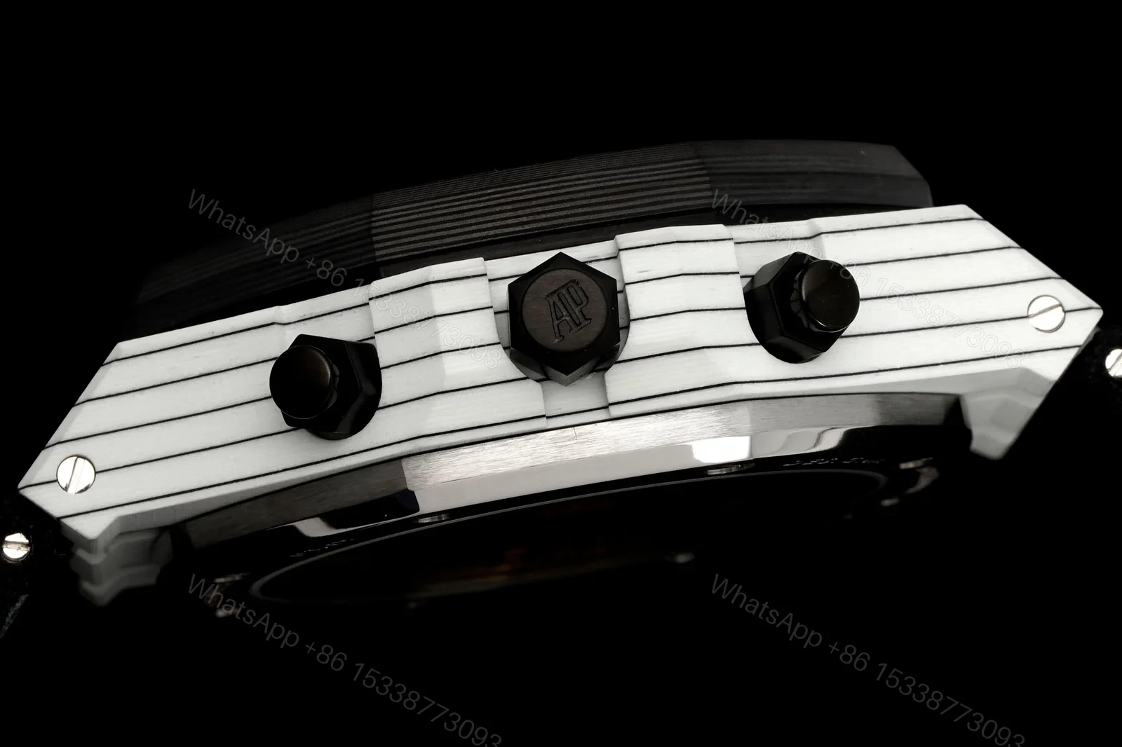 View 7 of Audemars Piguet Replica Royal Oak Chronograph 42MM Premium Carbon Bezel Black Strap Edition RG-AP-RO-BLACK-42