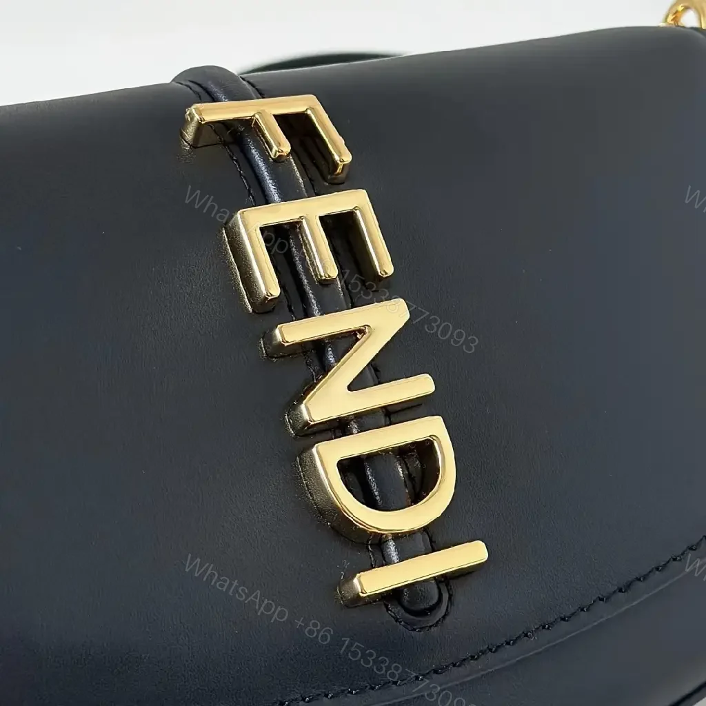 View 3 of Chic Black Leather Shoulder Bag with Gold Hardware, Compact Luxury