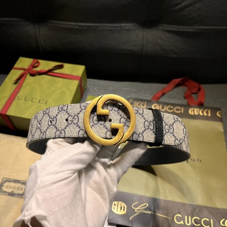 View 4 of Chic G GG Signature Belt: Gold Buckle Luxury Belt