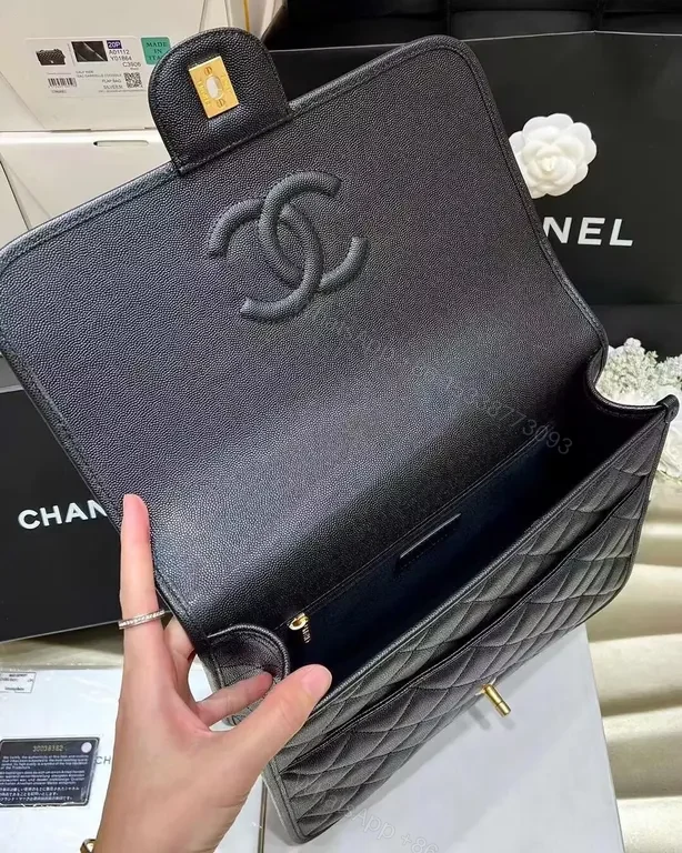 View 3 of Chic Quilted Black Shoulder Bag with Gold Hardware