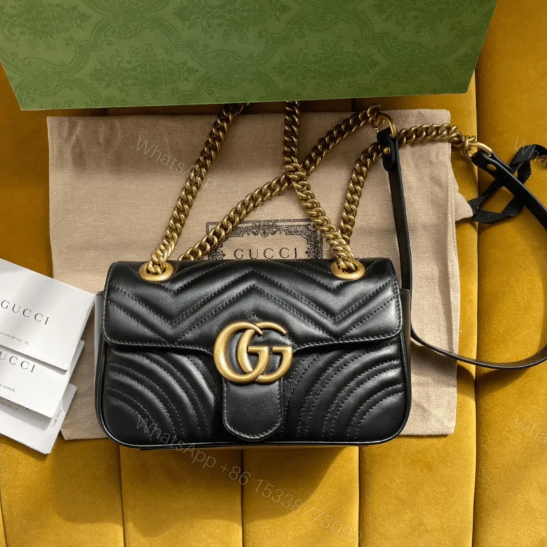 Gucci Marmont Like Auth Luxury Women’s Black Handbag 22cm — view 1