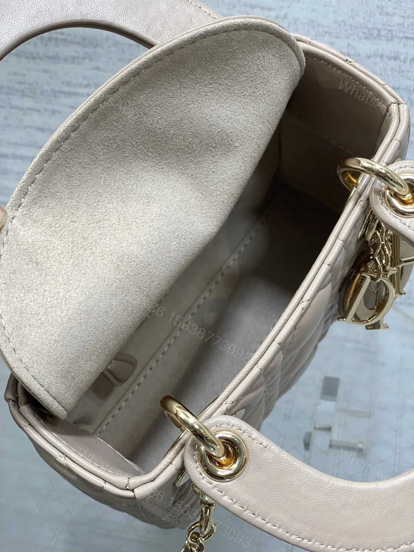 View 4 of Dior Mini Lady Dior Bag in Beige Gold Hardware