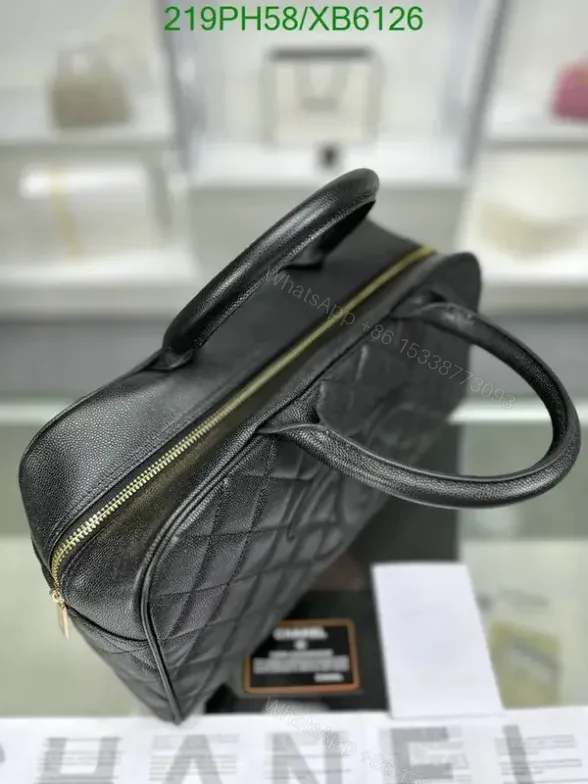 View 2 of Chanel Mini Boston Bag in Quilted Leather XB612665 1:1 Mirror