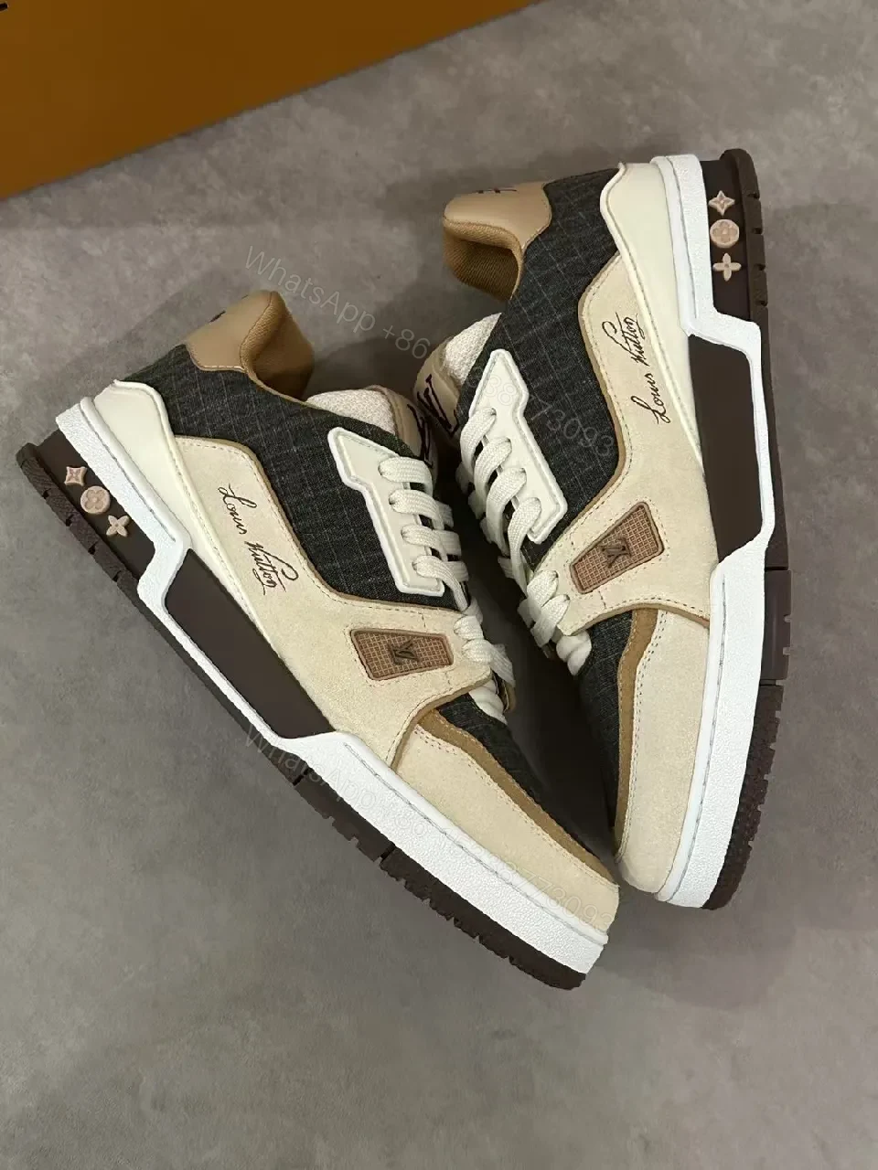 View 3 of Textured Runner: Premium Leather + Suede High-Top Sneakers