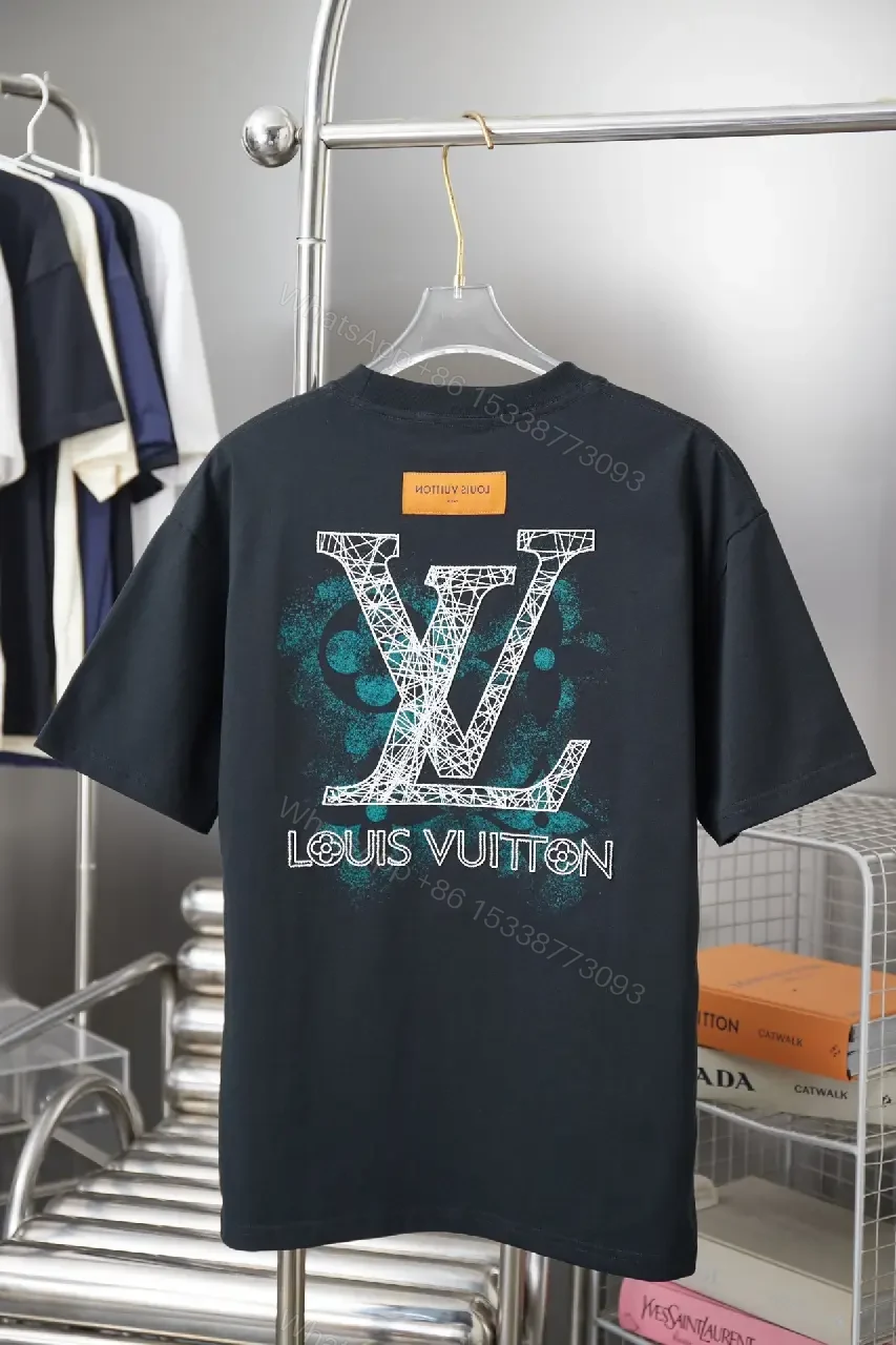 View 3 of Black Cotton Crew Tee with Subtle Crest Embroidery