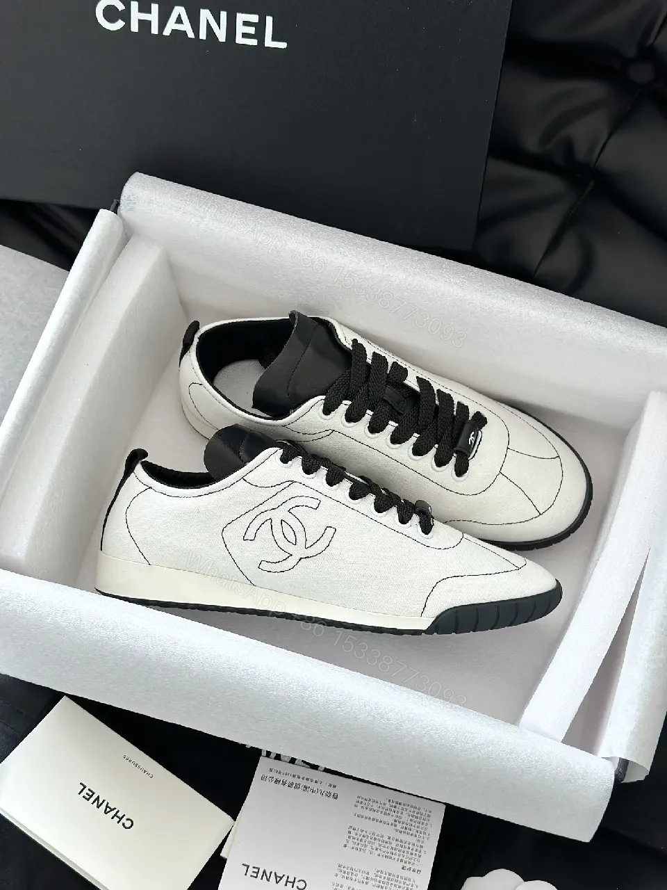 View 9 of Black Leather-Trim Modern Luxe Sneakers with Comfort Fit