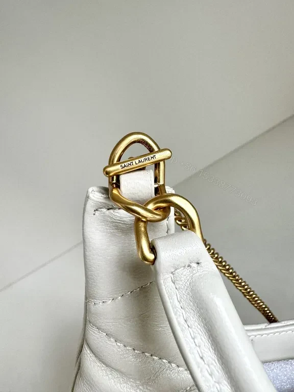 View 8 of White Quilted Saint Laurent Handbag: Gold-Accent Compact Luxury