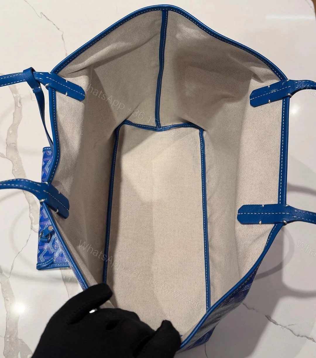 View 6 of Goyard Anjou PM Reversible Tote Bag in Blue Goyardine