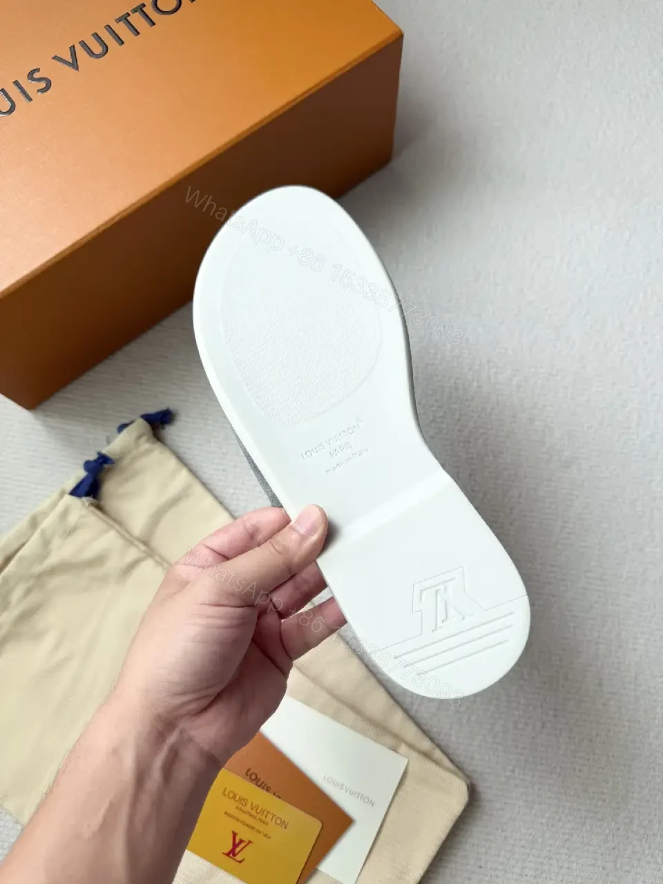 View 8 of Suede Slip-On Sandal with Subtle LV Motif—All-Day Comfort