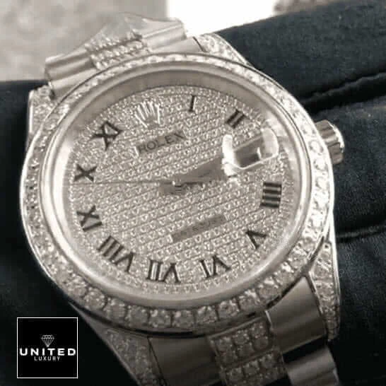 View 5 of Rolex Datejust 116622 White Gold Diamond Dial Iced Out Replica