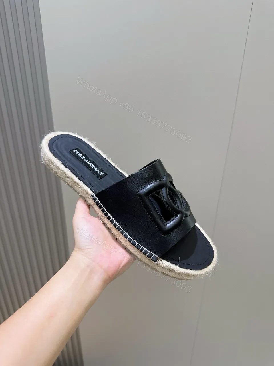 View 2 of Chic Minimalist Leather Sliders with Iconic Monogramed Split-sole Slide