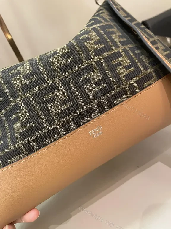 View 2 of Black Canvas + Leather Accents + Compact Messenger + Signature Fendi-Inspired Pattern + Bag