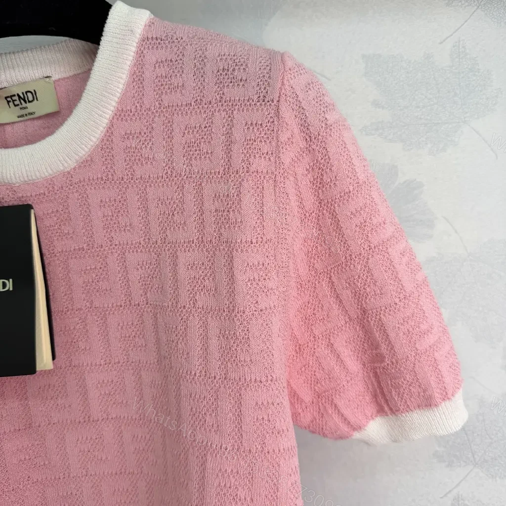 View 8 of Pink Knit with Signature FF Texture Comfort Top