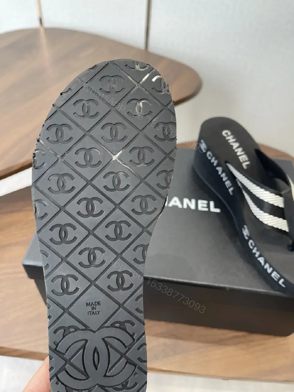 View 3 of Chic Black Foam Sandals with Signature Logo Straps