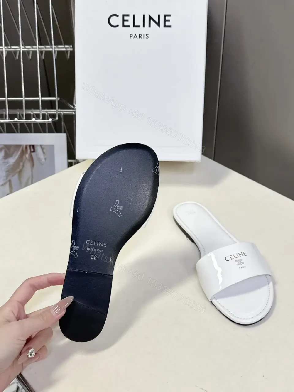 View 3 of Minimalist White Slip-On with Luxe Details - Premium Comfort Slides