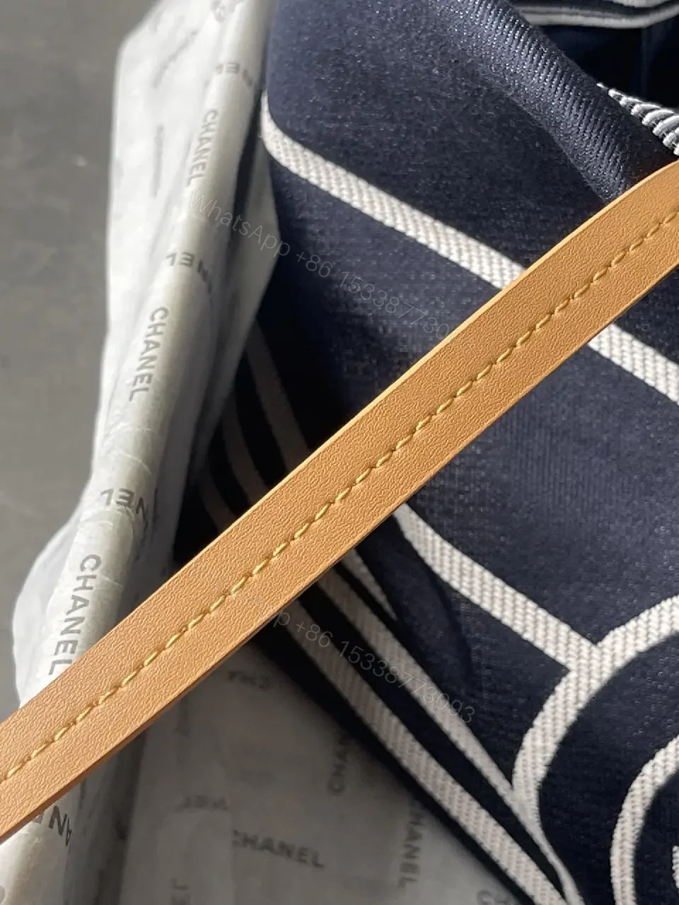 View 8 of Navy Canvas Striped Tote: Luxe Everyday Carryall