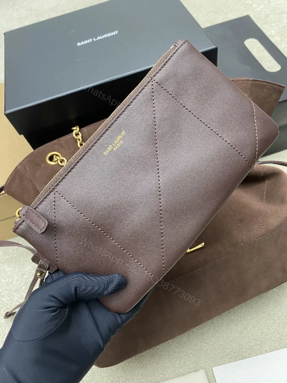 View 5 of Brown Suede Gold Chain Shoulder Bag – Premium Everyday Carry