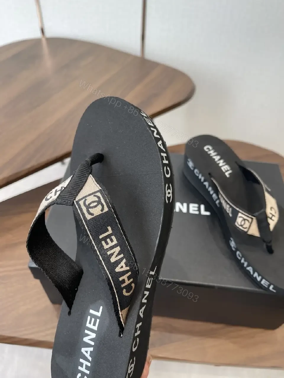 View 2 of Black Synthetic Ribbon Sandals - Luxe, Comfortable, Minimalist Slip-On