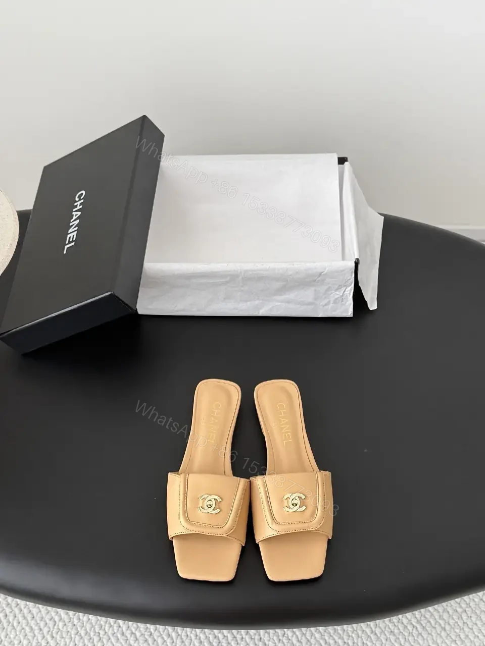 View 6 of Beige Leather Block-Heel Sandals, Minimalist Luxe Style