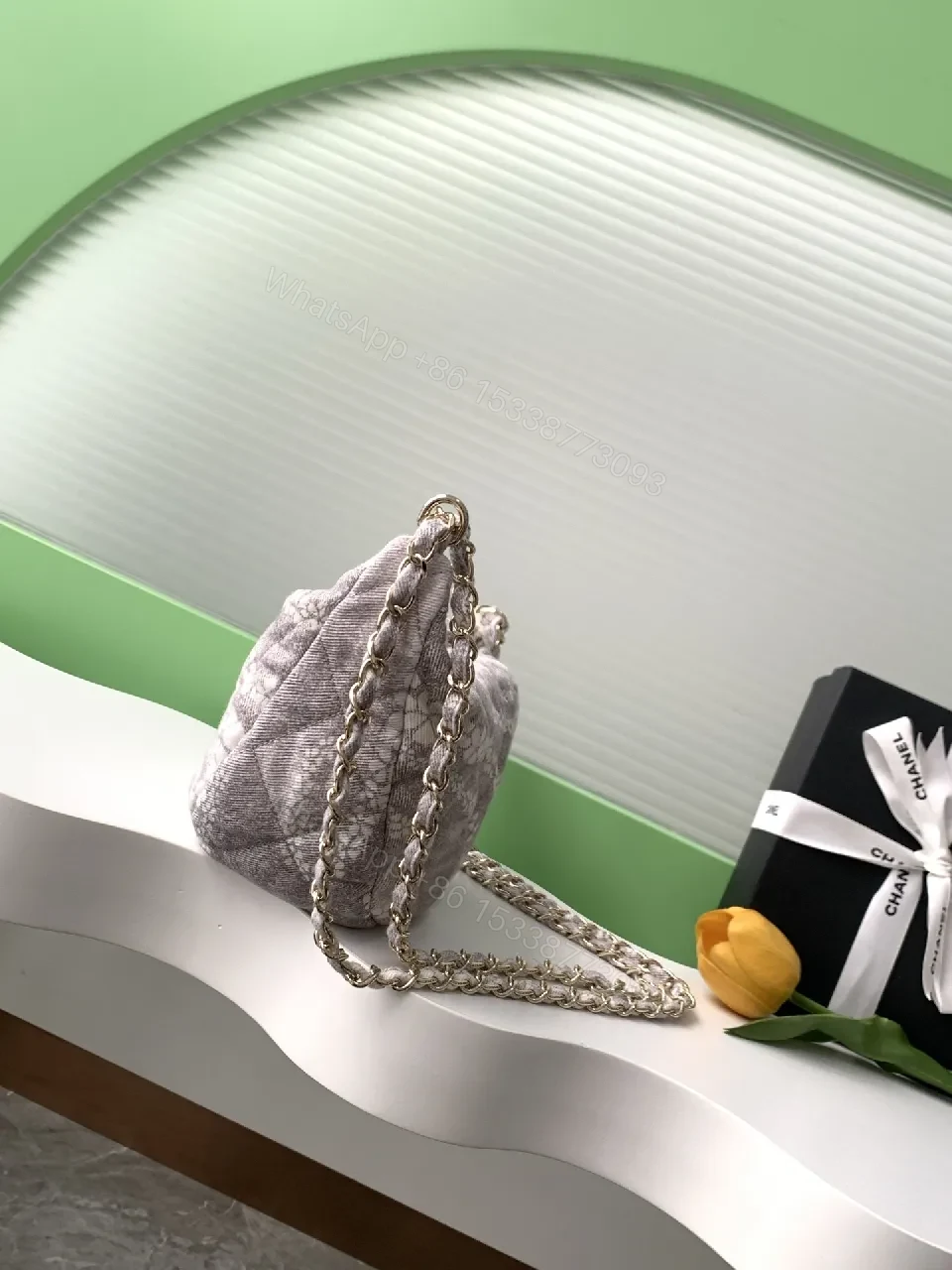 View 8 of Quilted Floral Textured Chain Wallet Bag - Luxury Everyday