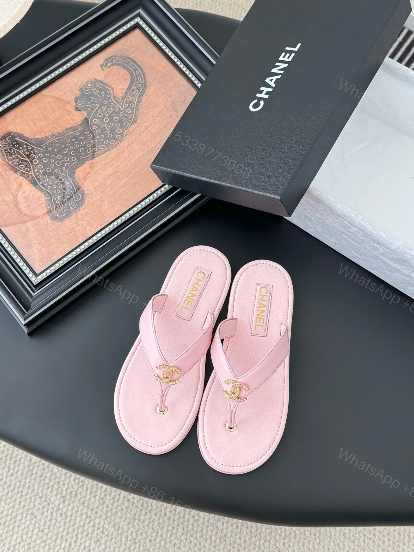 Chanel Women Pink Leather And Suede Sandals — view 1