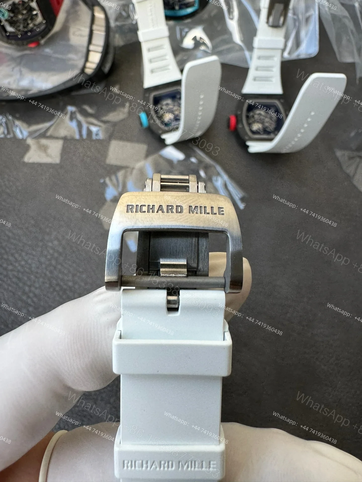 View 13 of Super Clone Richard Mille RM 055 Carbon TPT White Rubber Strap 1:1 Replica Watch