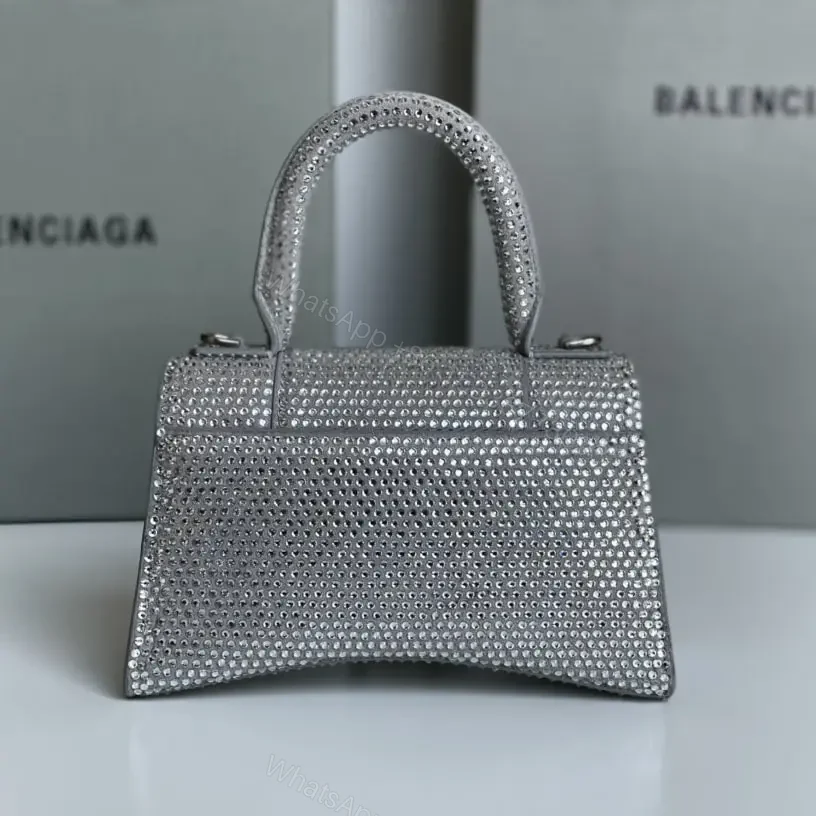 View 2 of 高仿Balenciaga*Hourglass系列沙漏包滿鑽銀色XS