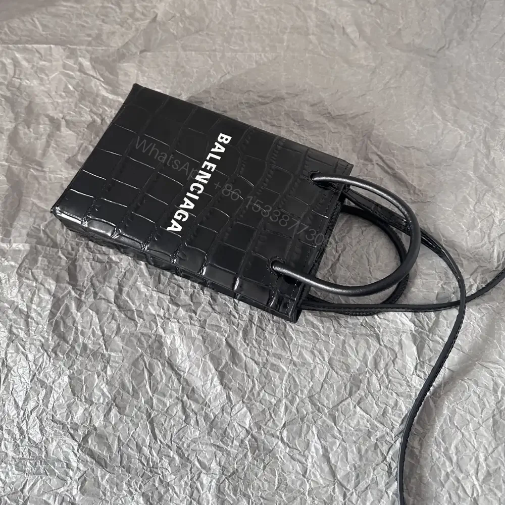 View 4 of 高仿Balenciaga迷你Tote包系列壓印皮黑色