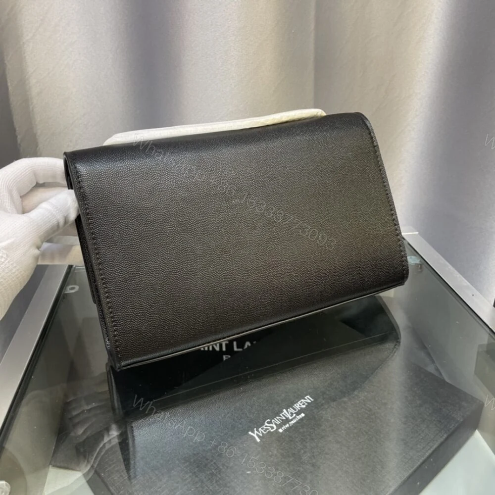 View 6 of Saint Laurent Kate Medium Chain Bag With Tassel In Grain De Poudre Black 24Cm 354119BOW0J1000