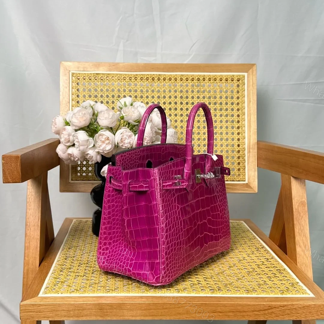View 3 of Hermes Birkin 25cm Crocodile Leather Silver Hardware