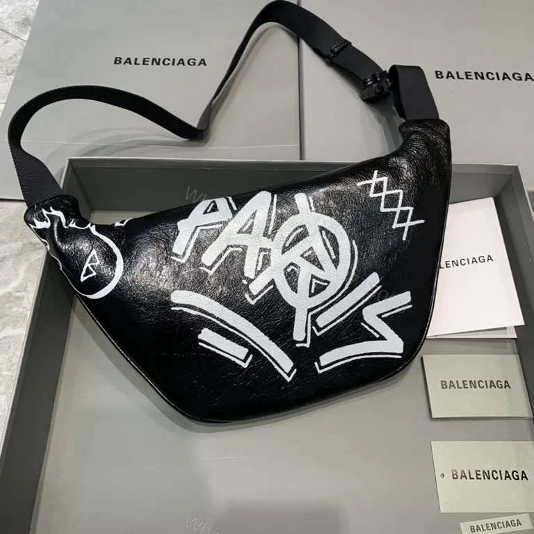 View 4 of Graffiti-Print Leather Belt Bag â€” Bold, Hands-Free Access