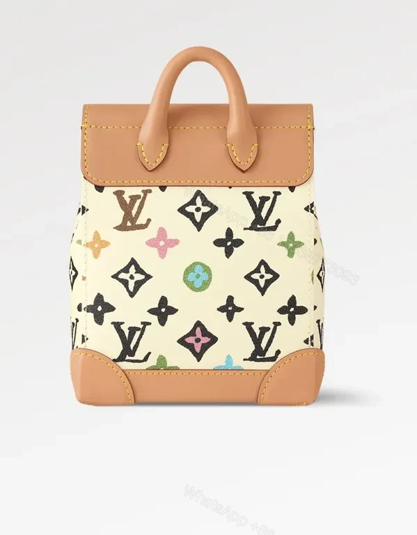 View 2 of Multicolor LV-Style Mini Bag: Hand-Stitched Leather Details