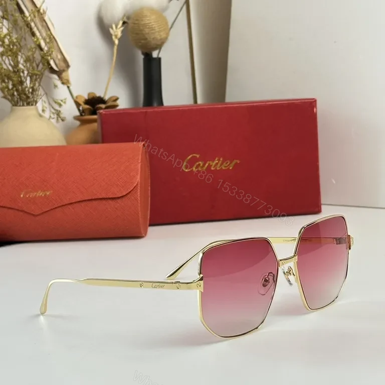 View 2 of Golden Frame Cartier Sunglasses: Modern Luxe UV400 Glasses