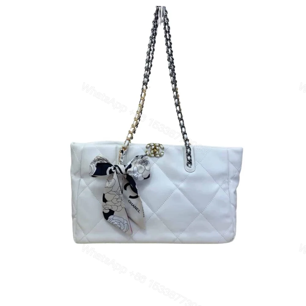 Chanel Quilted 19 East West Shopping Bag White 41Cm — view 1