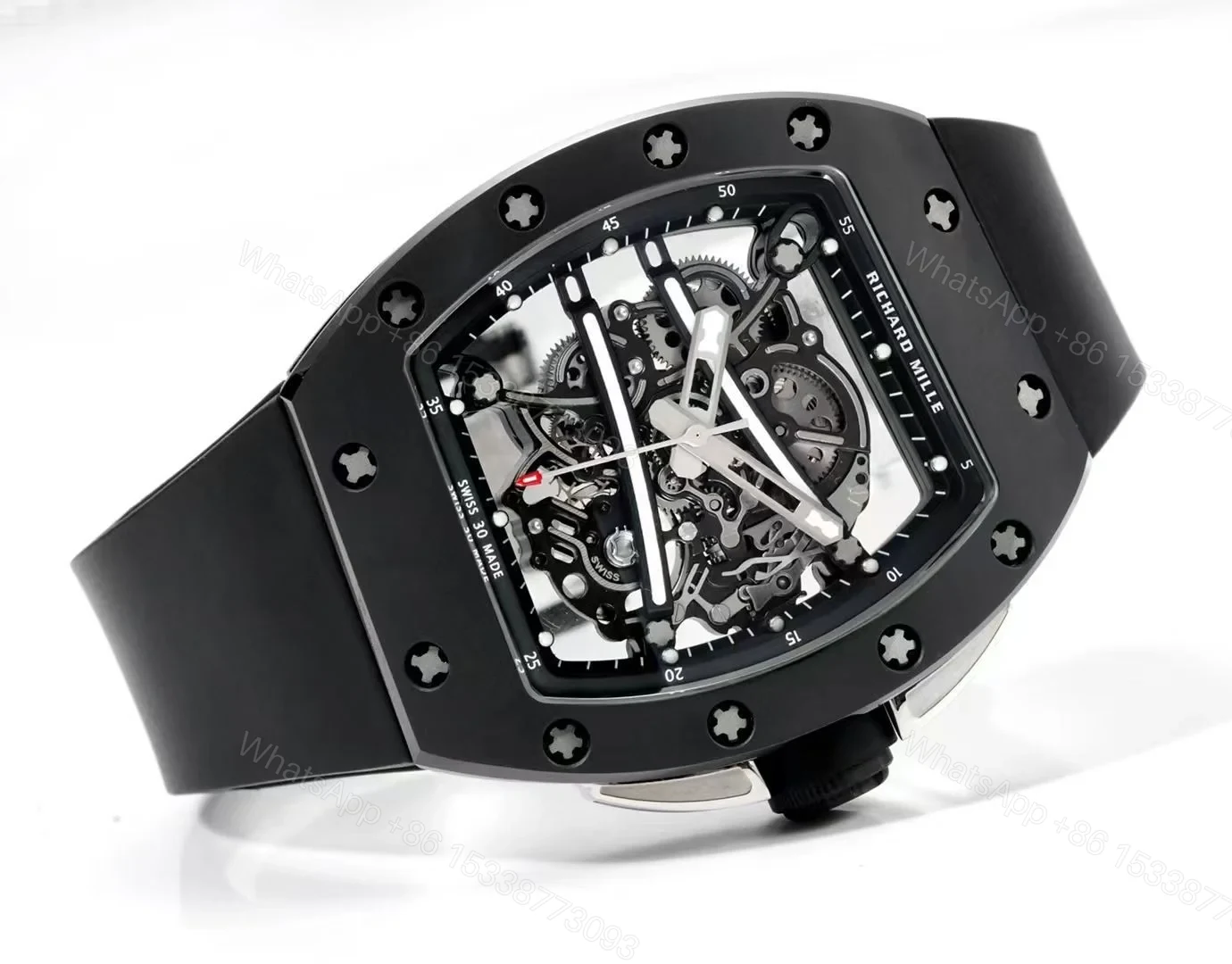 View 6 of Richard Mille RM61-01 Watch TZP-N Zirconia Ceramic NTPT Carbon Fiber Case Skeleton Dial RMUL2 Manual Winding Movement 55H Power Reserve Sports Edition RM61-01-RC-NTPT-RMUL2